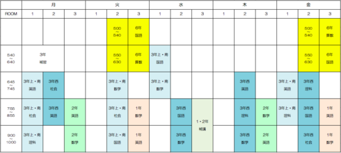 8/31【上石神井教室】時間割変更